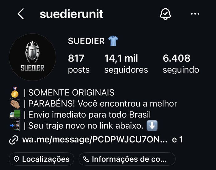 Perfil do Instagram da Suedier, 14,1 mil seguidores